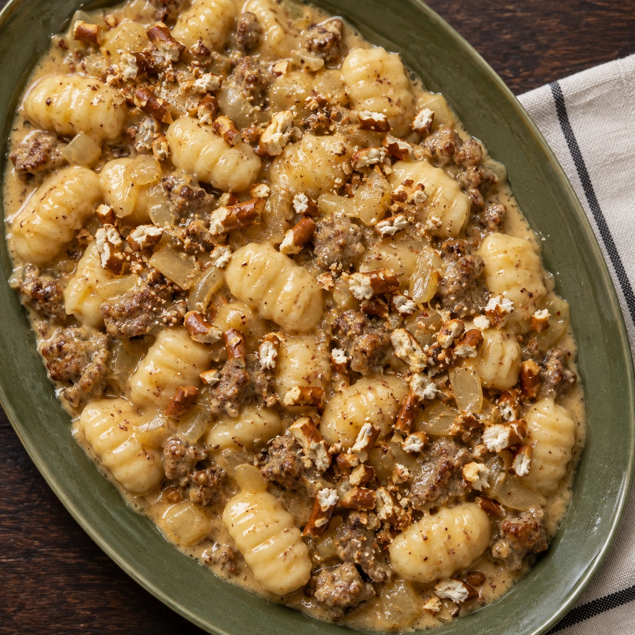 Beer Cheese Gnocchi with Bratwurst