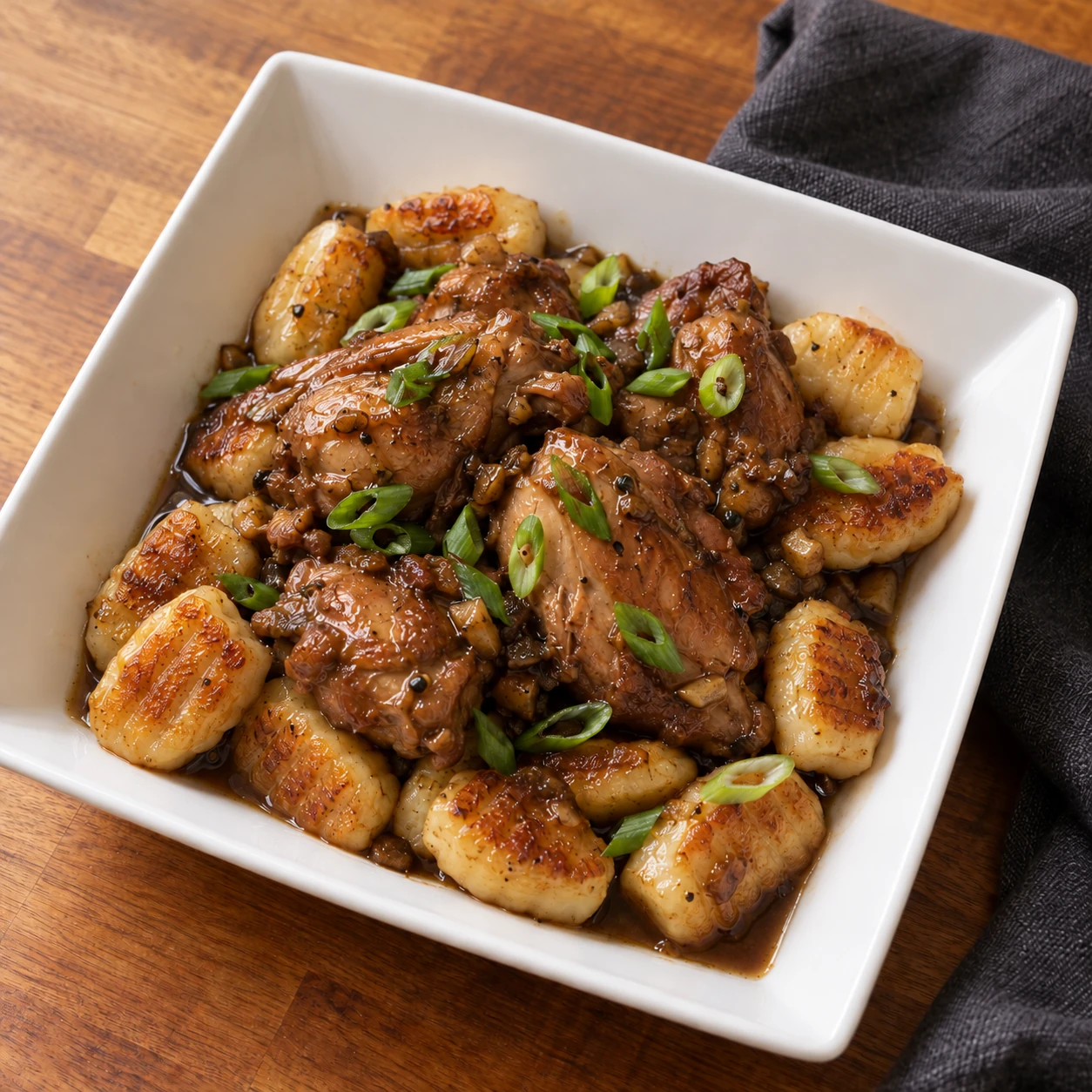 Chicken Adobo with Crispy Gnocchi