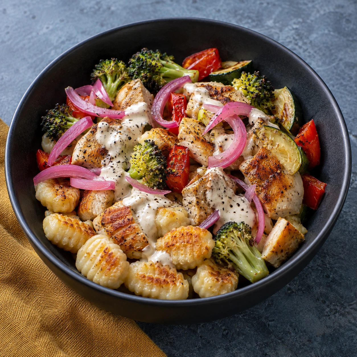 Chicken and Vegetable Gnocchi Bowls