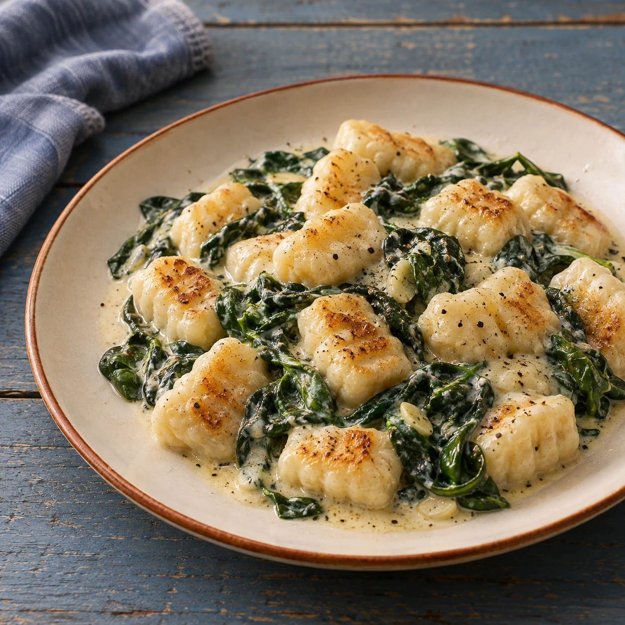Coconut-Flour Gnocchi with Creamy Spinach