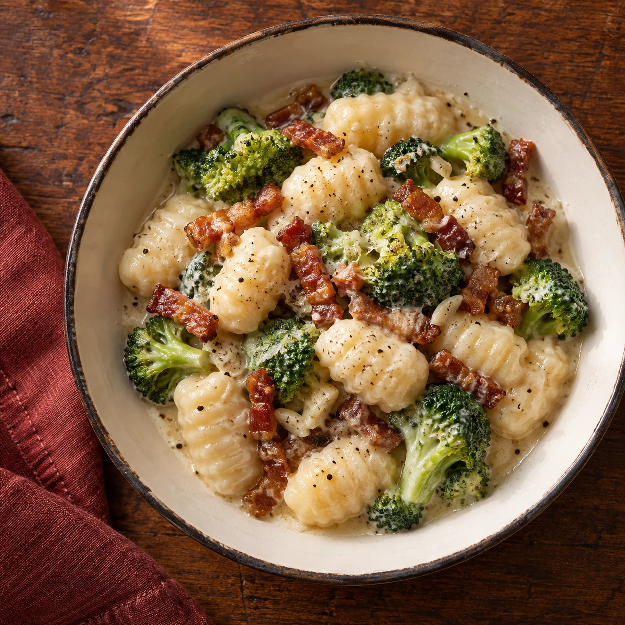 Creamy Gnocchi with Broccoli and Pancetta