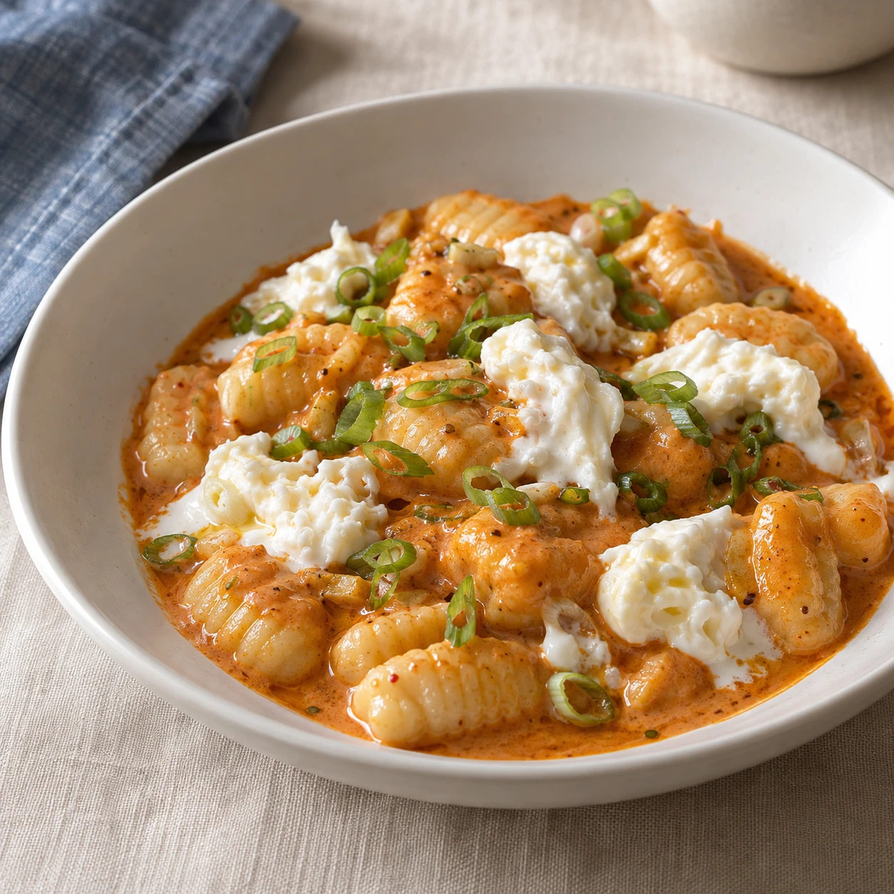 Creamy Gochujang Gnocchi with Burrata