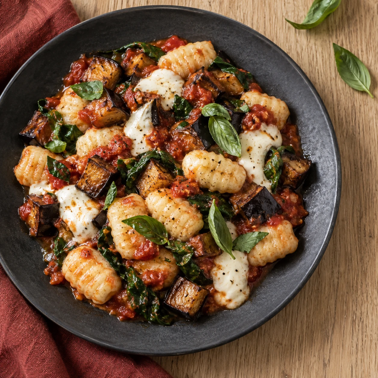 Eggplant Gnocchi with Tomatoes and Mozzarella