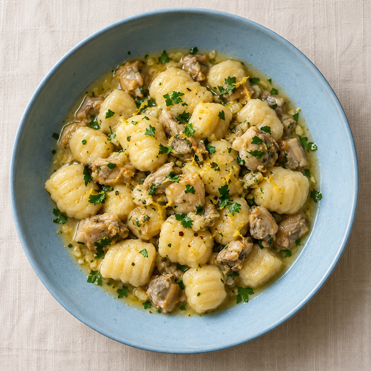 Gnocchi with Clams, White Wine and Garlic