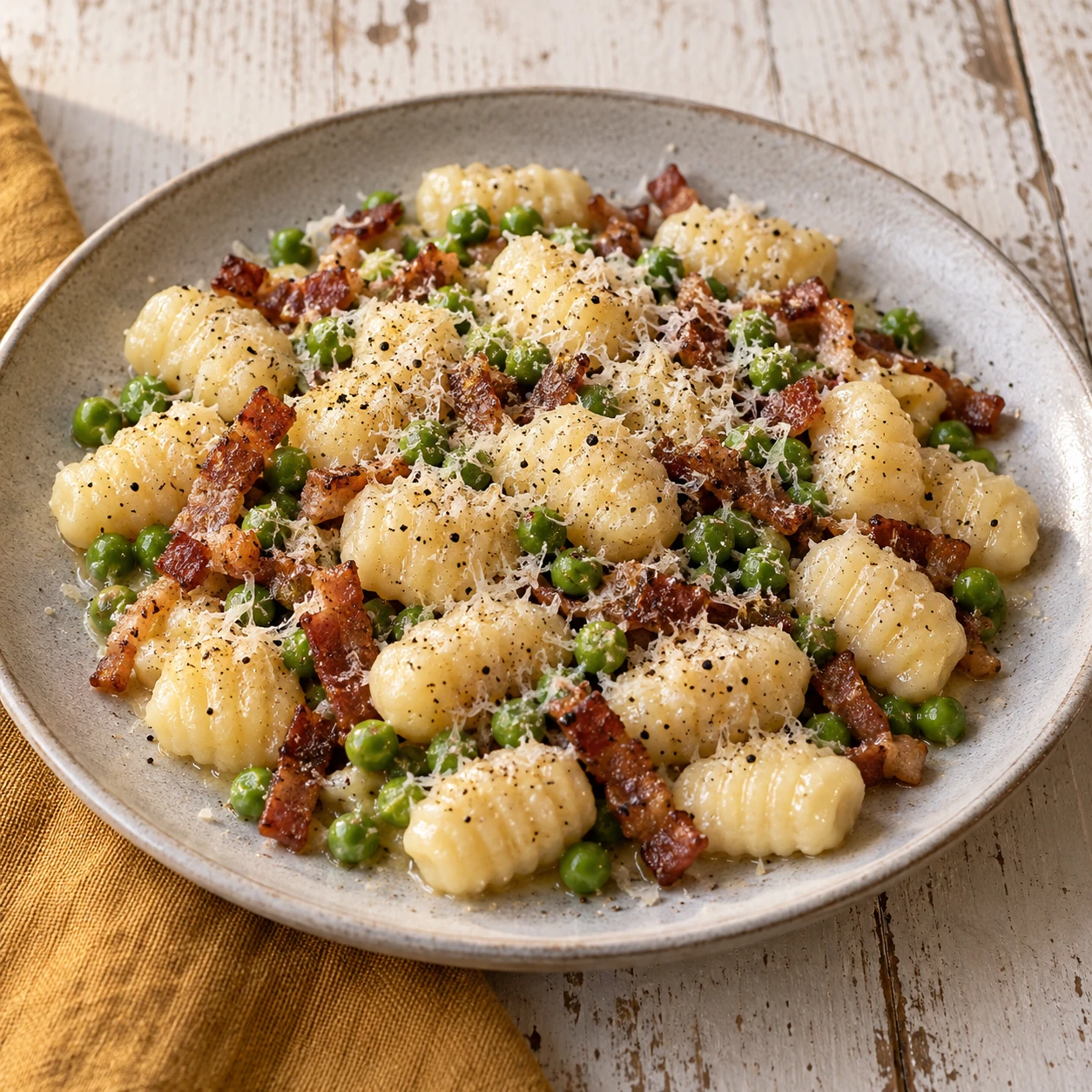 Gnocchi with Pancetta and Peas
