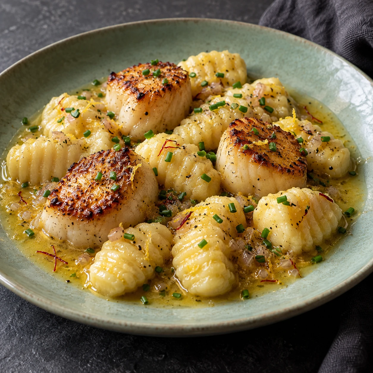 Gnocchi with Scallops and Saffron Butter