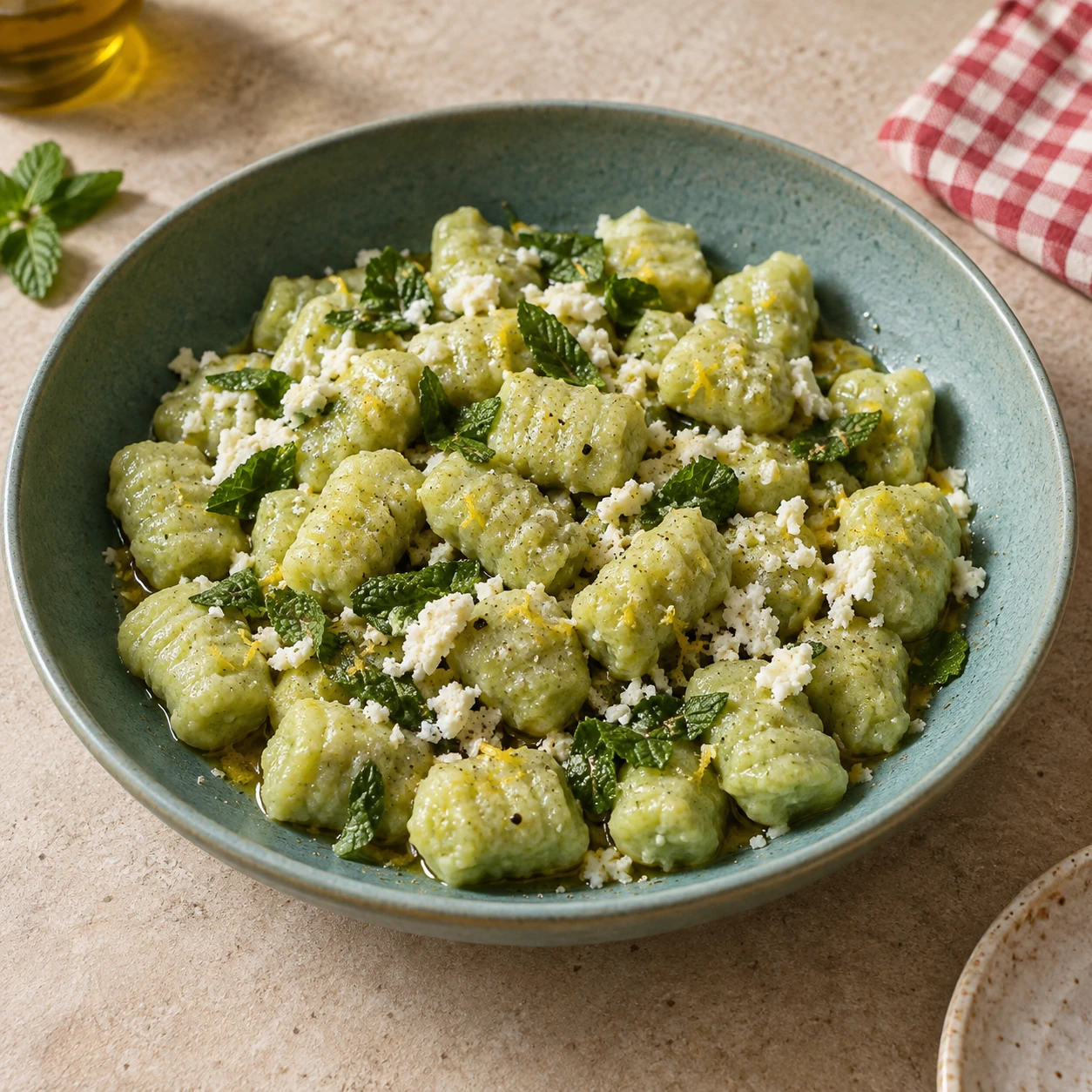 Green Pea Gnocchi with Mint and Lemon