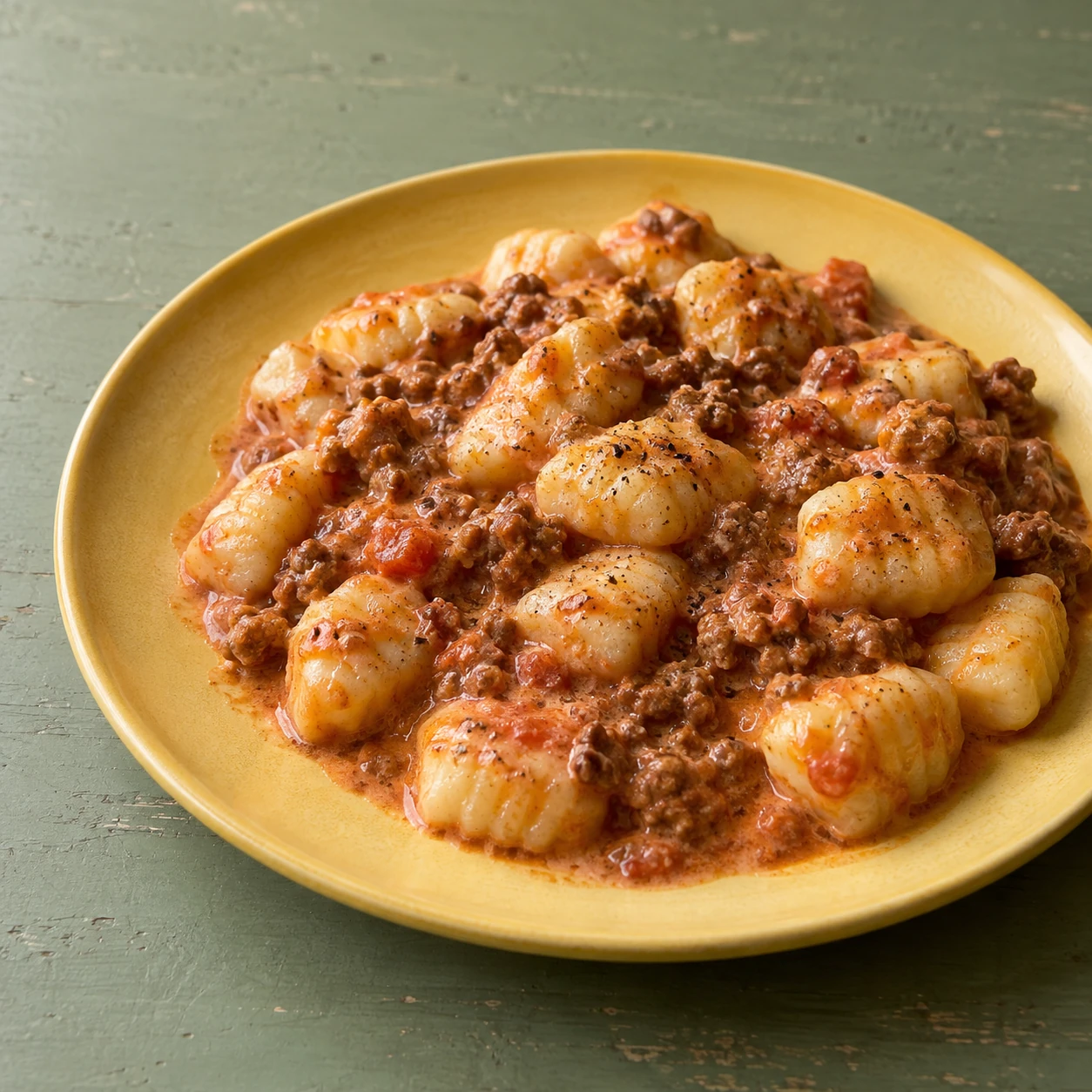 Ground Beef Gnocchi in Creamy Tomato Sauce