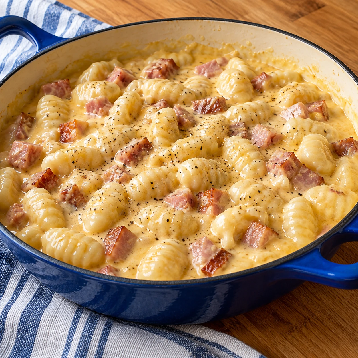 Ham and Cheddar Gnocchi Skillet