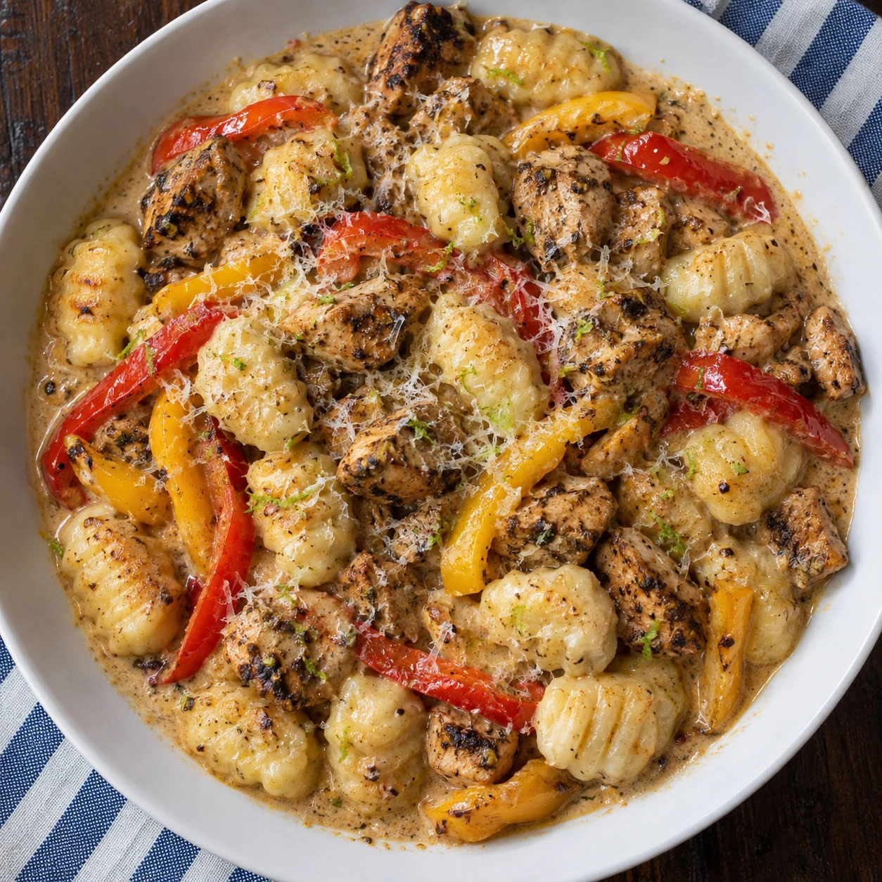 Jerk Chicken Gnocchi with Peppers