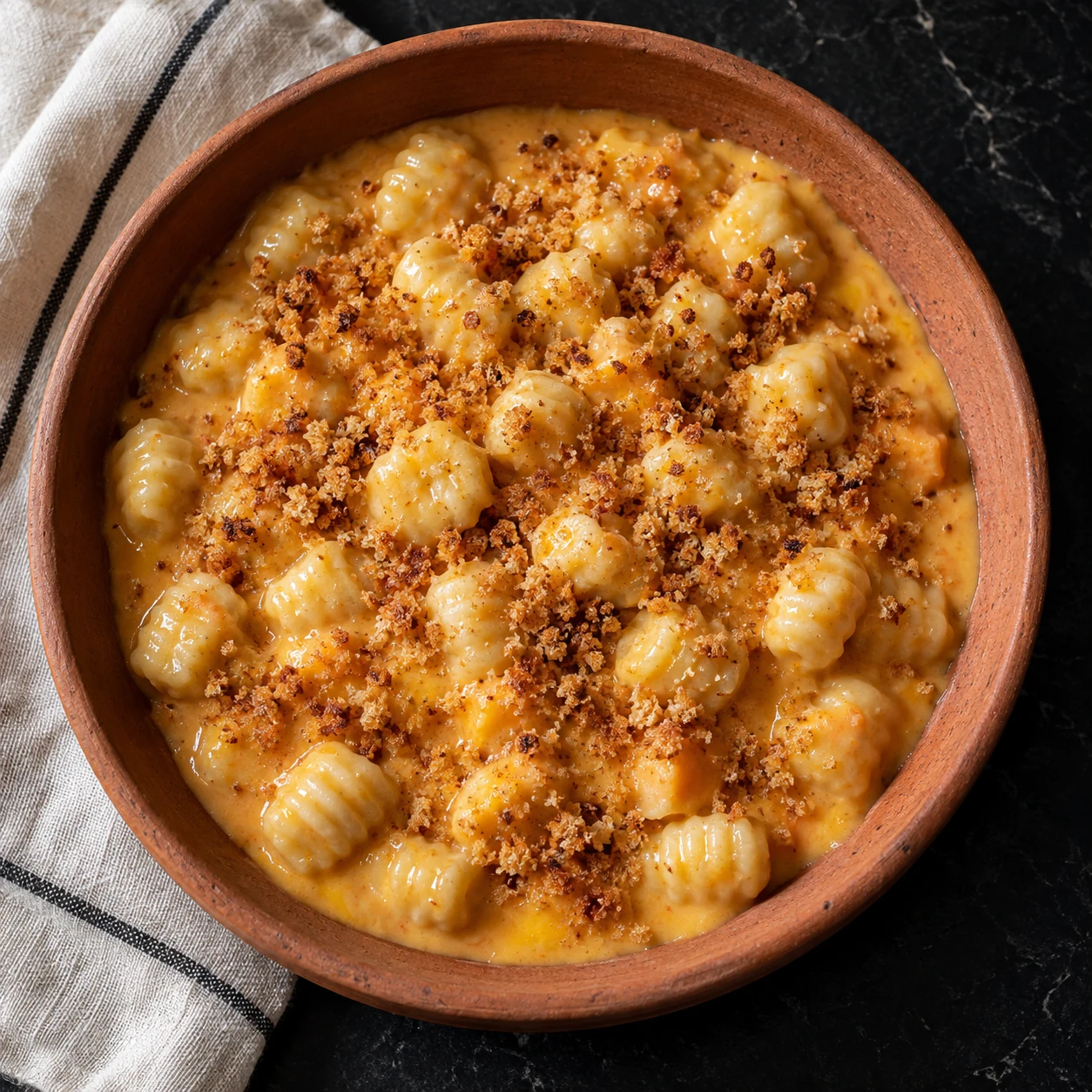 Mini Gnocchi with Vegetable Cheddar Sauce