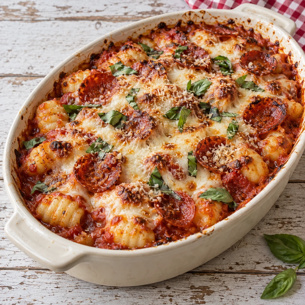 Pepperoni Pizza Gnocchi Bake