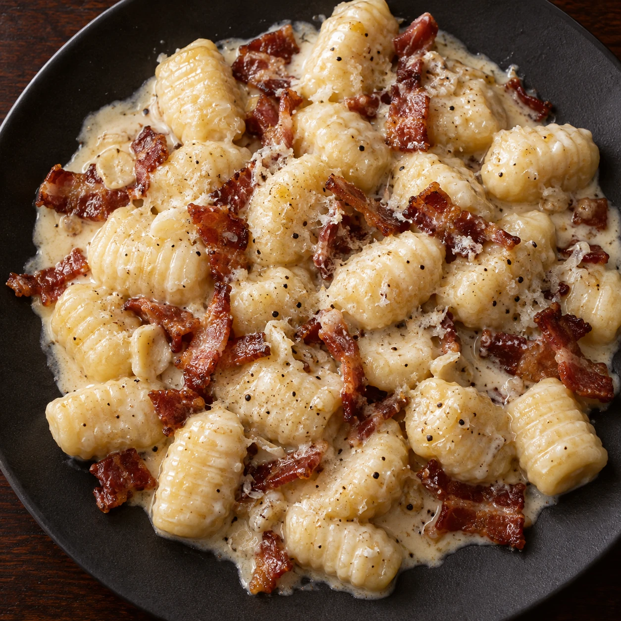 Potato Gnocchi with Bacon and Cream