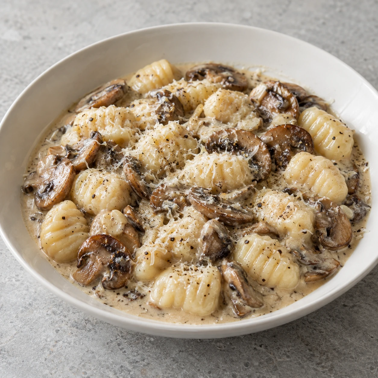 Potato Gnocchi with Creamy Mushroom Sauce