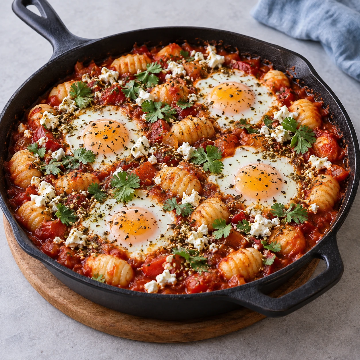 Ricotta Gnocchi Shakshuka with Feta and Za'atar