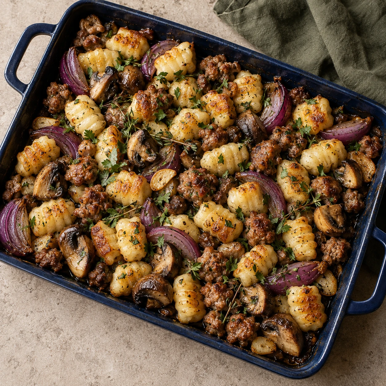 Sheet-Pan Gnocchi with Italian Sausage and Mushrooms