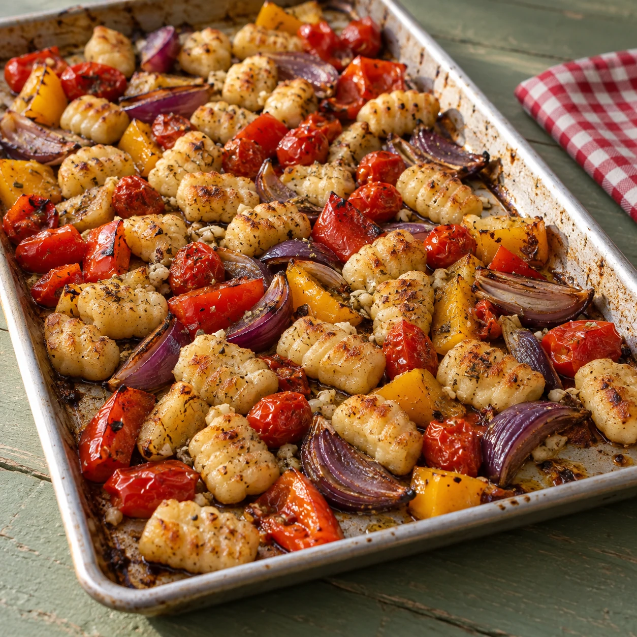 Sheet-Pan Gnocchi with Peppers, Tomatoes and Red Onion