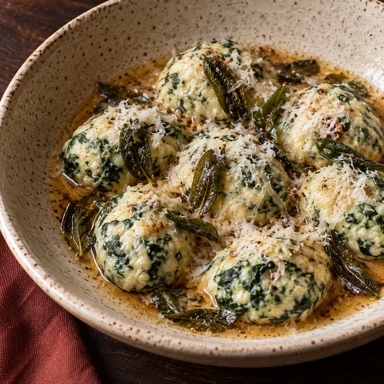Spinach and Ricotta Gnudi with Brown Butter