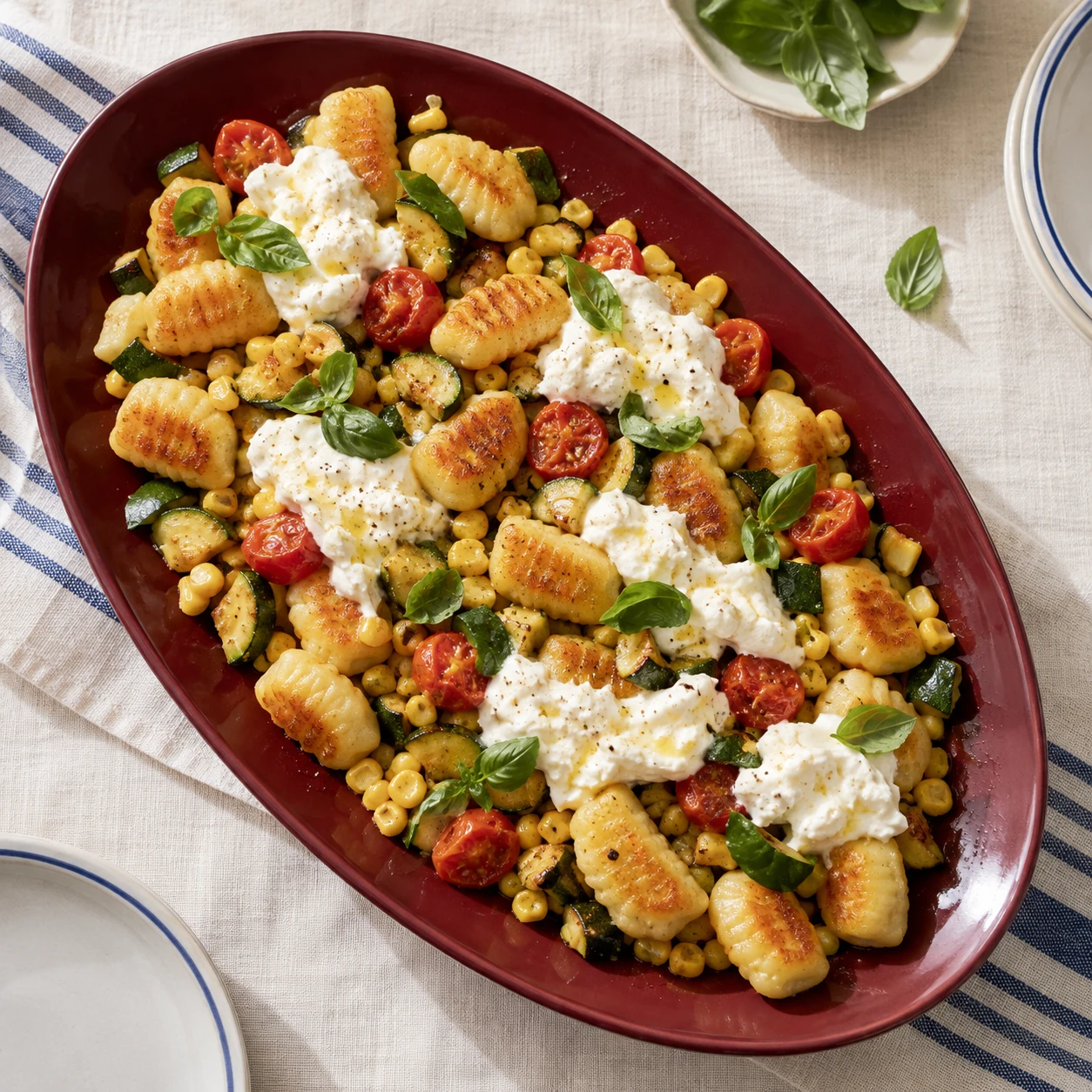Summer Gnocchi with Corn, Tomatoes and Burrata