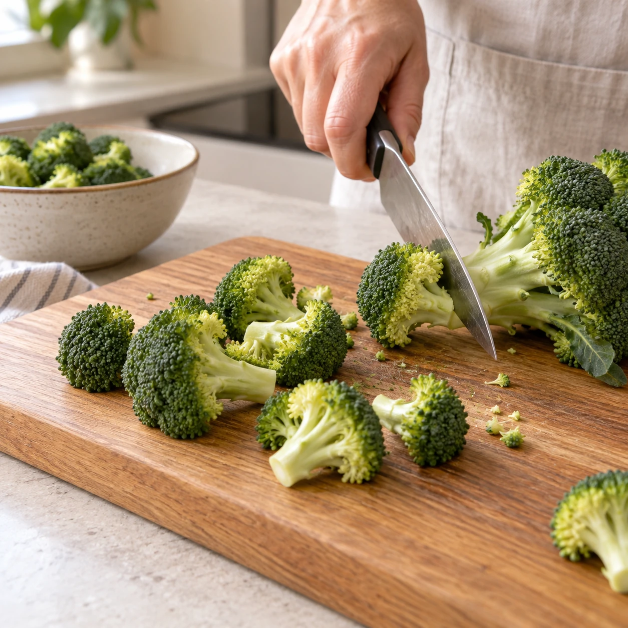 Prepare the broccoli and pancetta