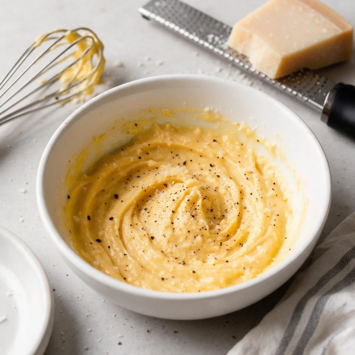 Mix the yolk and cheese base