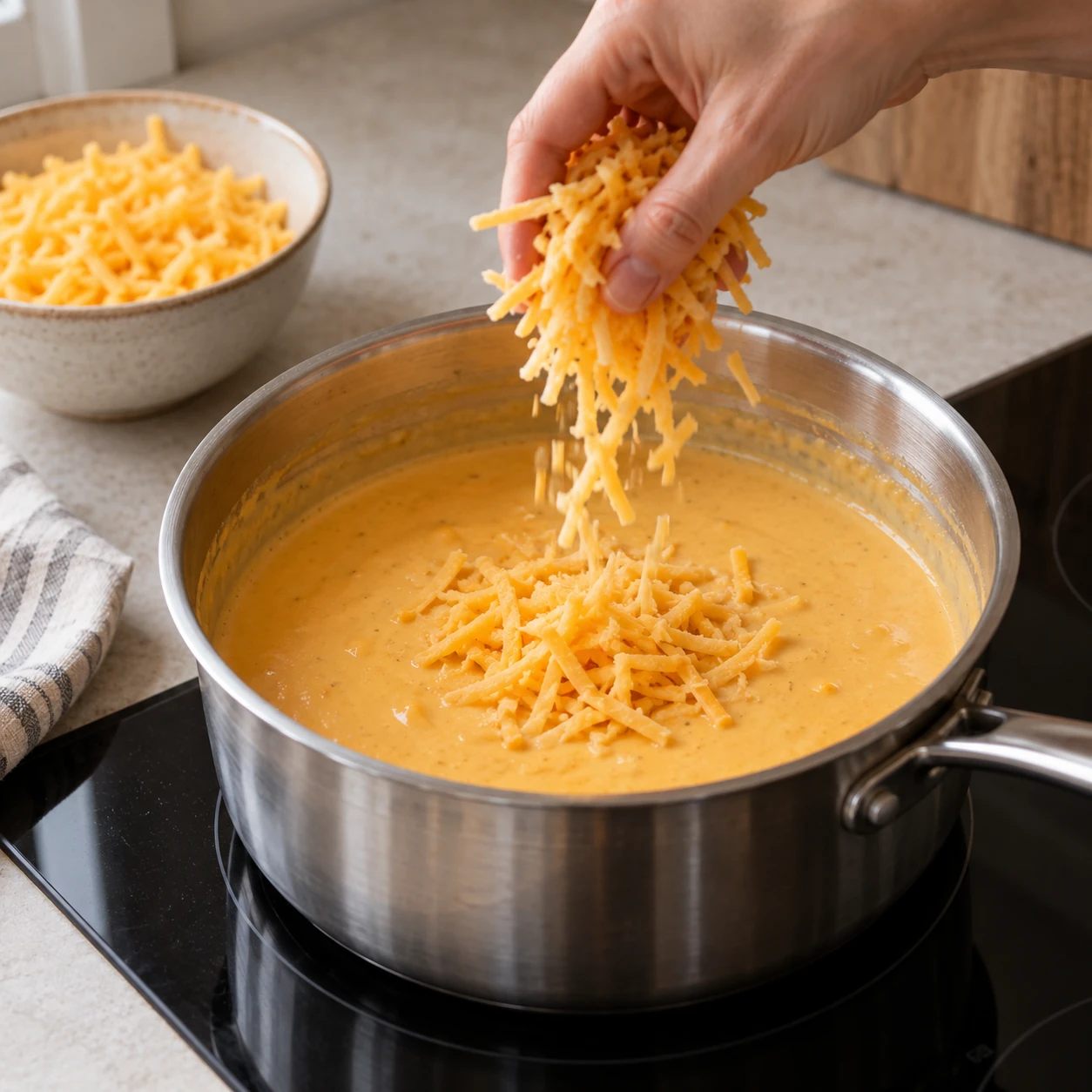 Make the cheddar sauce