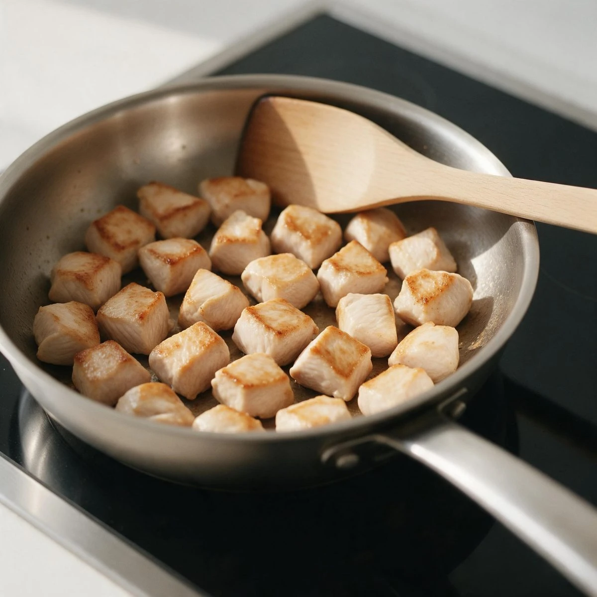 Brown and cook the chicken