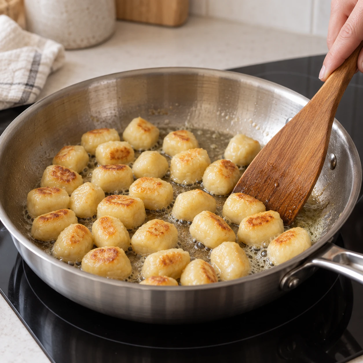 Brown the Parisian gnocchi