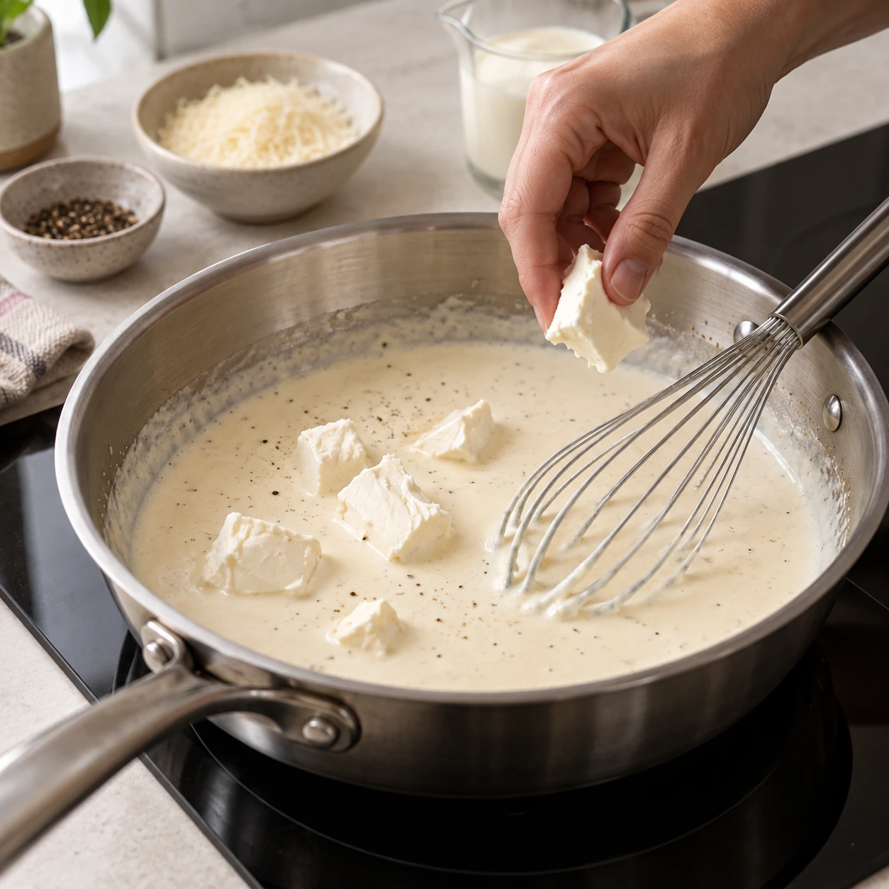 Make the cream cheese sauce