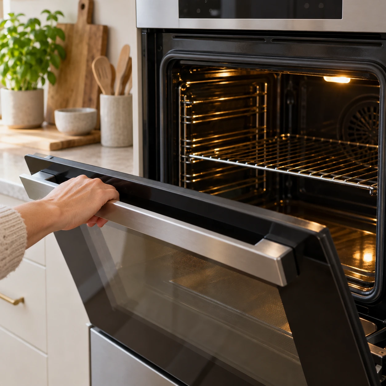 An electric oven heating before baking