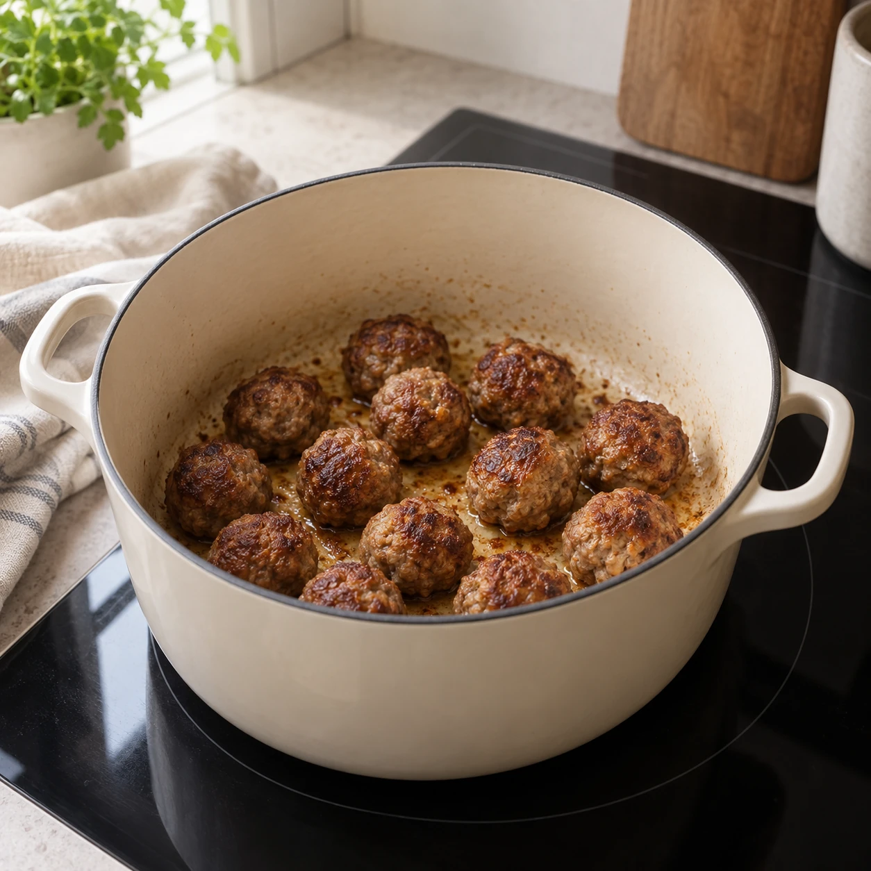 Brown the meatballs
