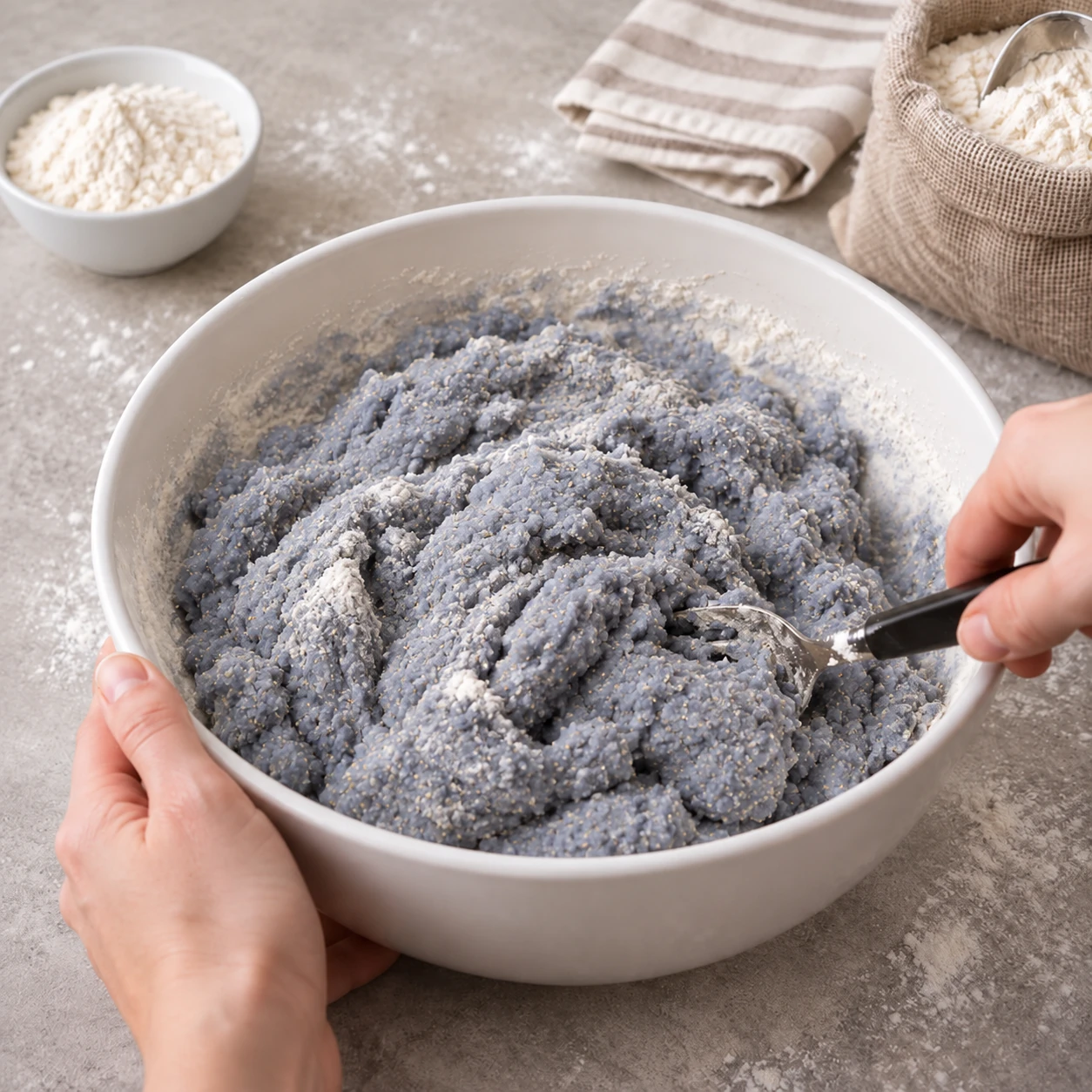 Mix the blue-corn dough