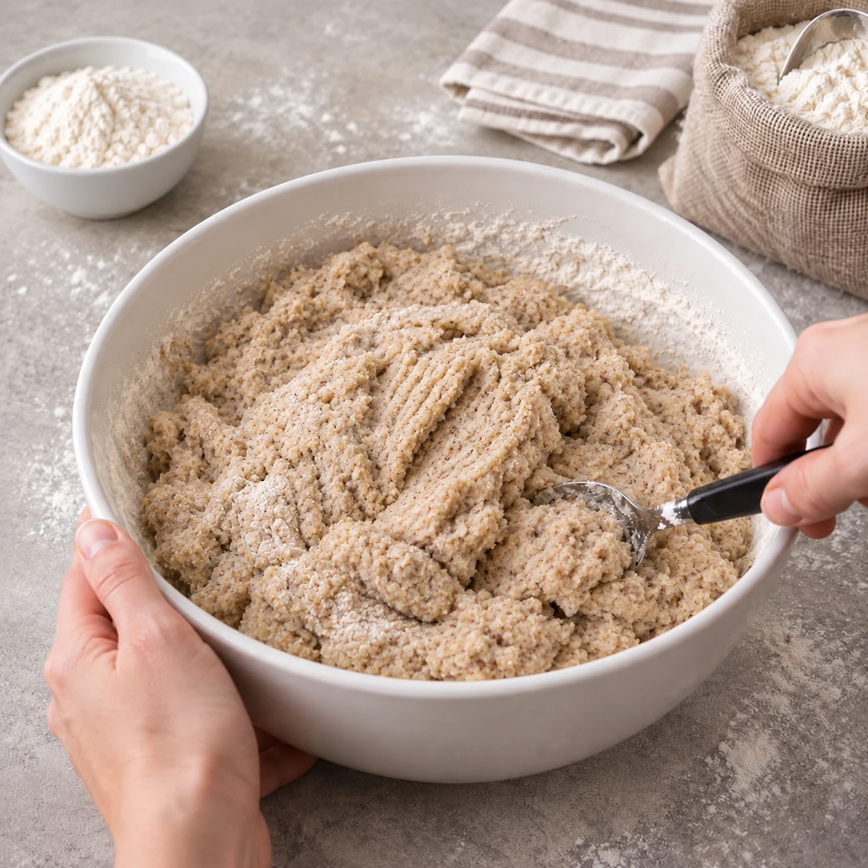 Mix the buckwheat dough