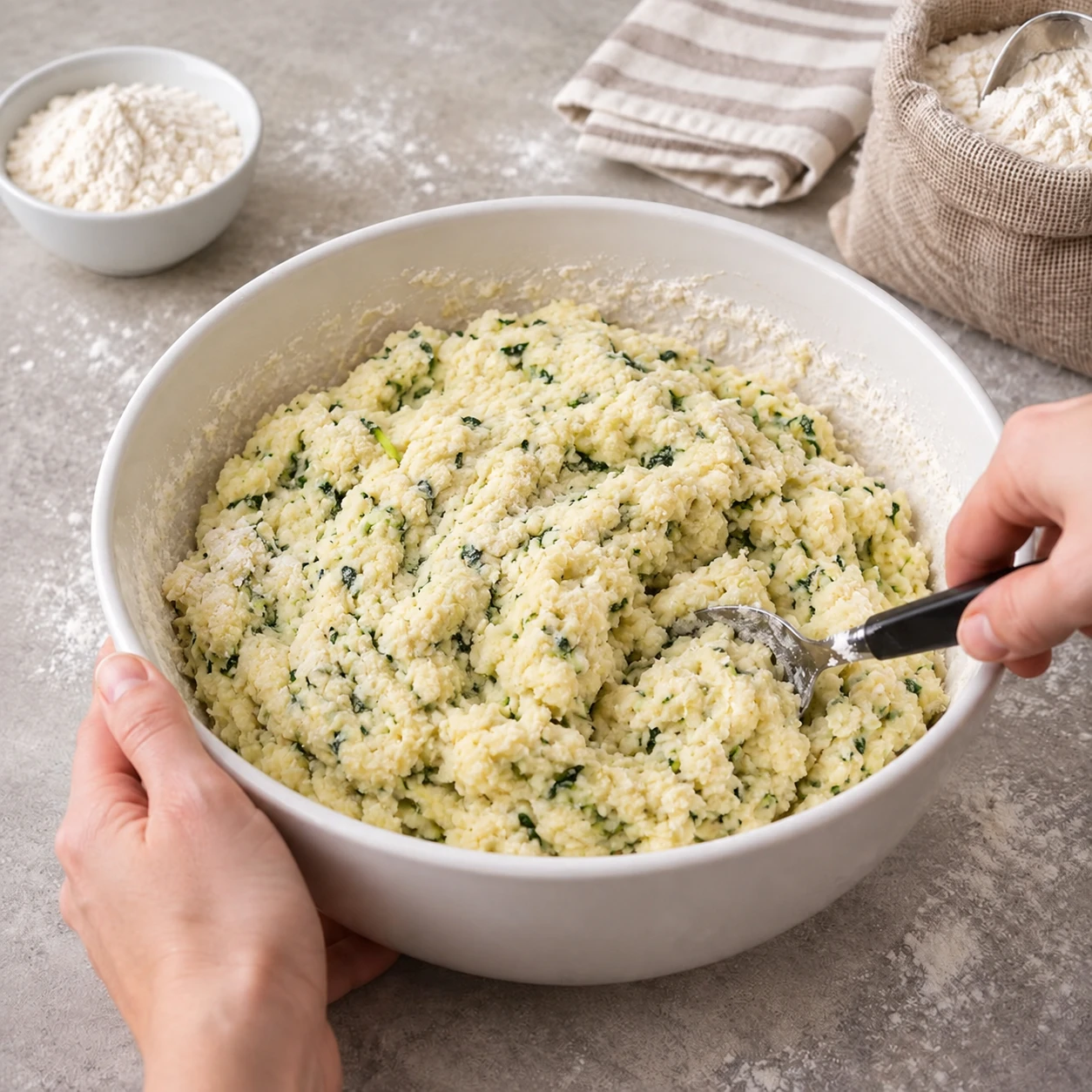 Mix the zucchini-potato dough