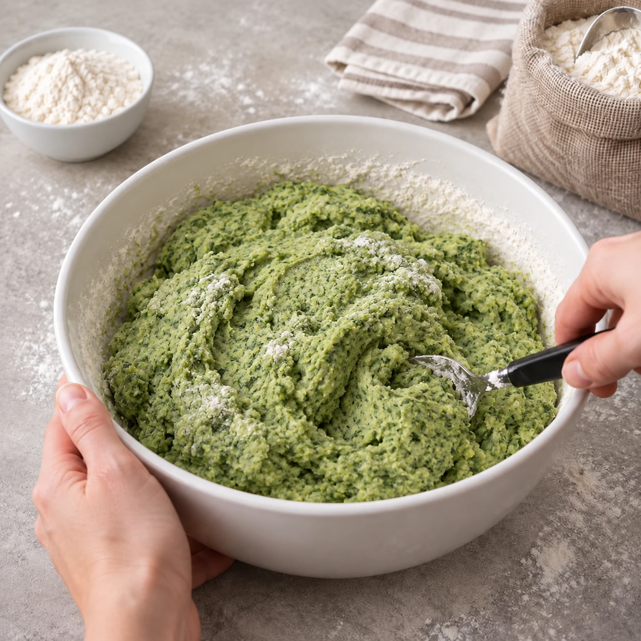 Mix the kale dough