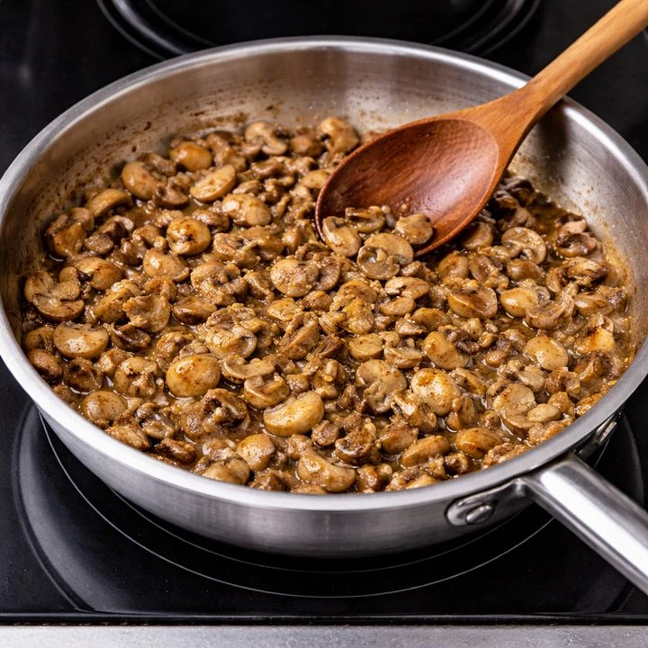 Brown the mushrooms and onion