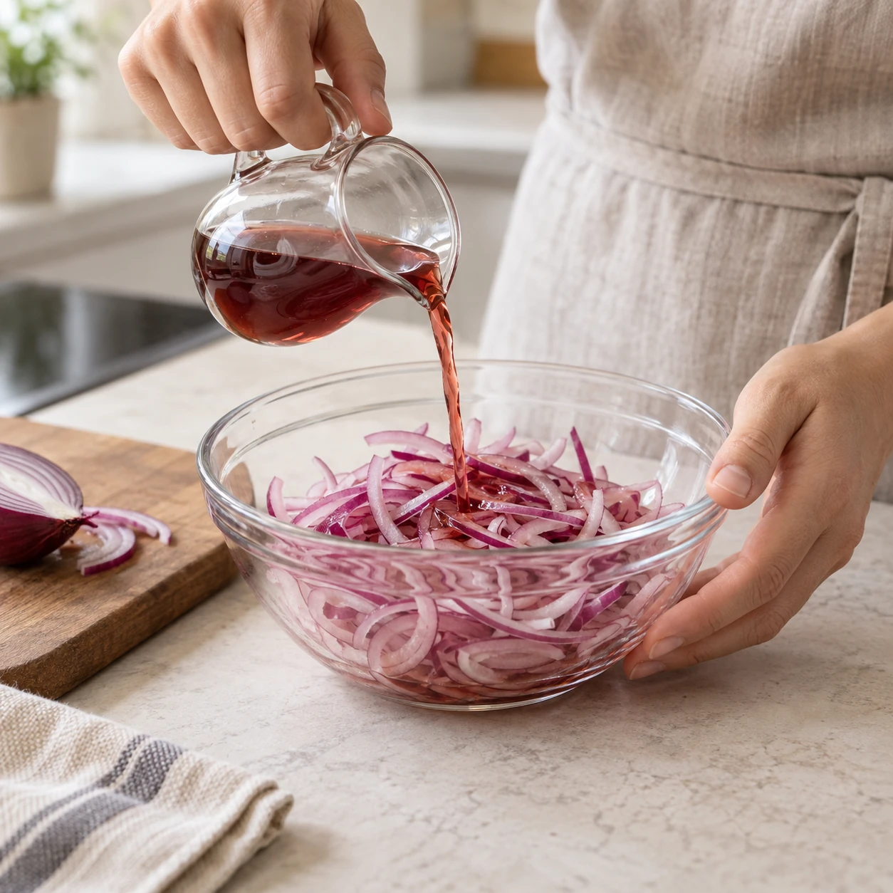 Quick-pickle the onion