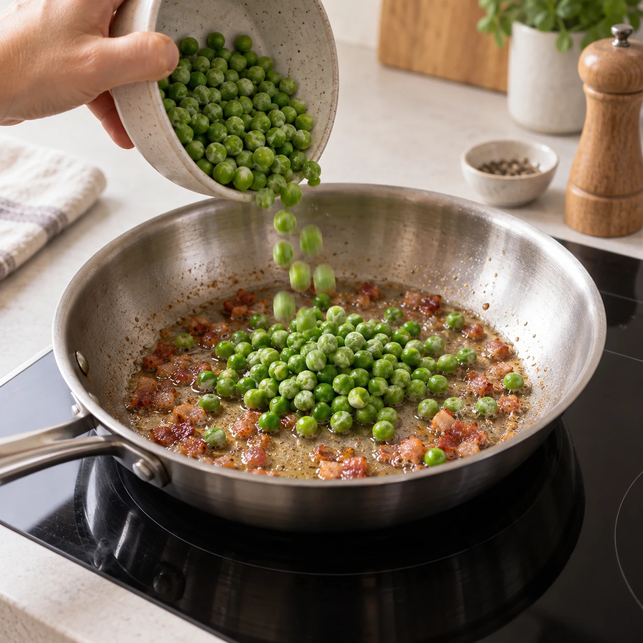 Warm the peas