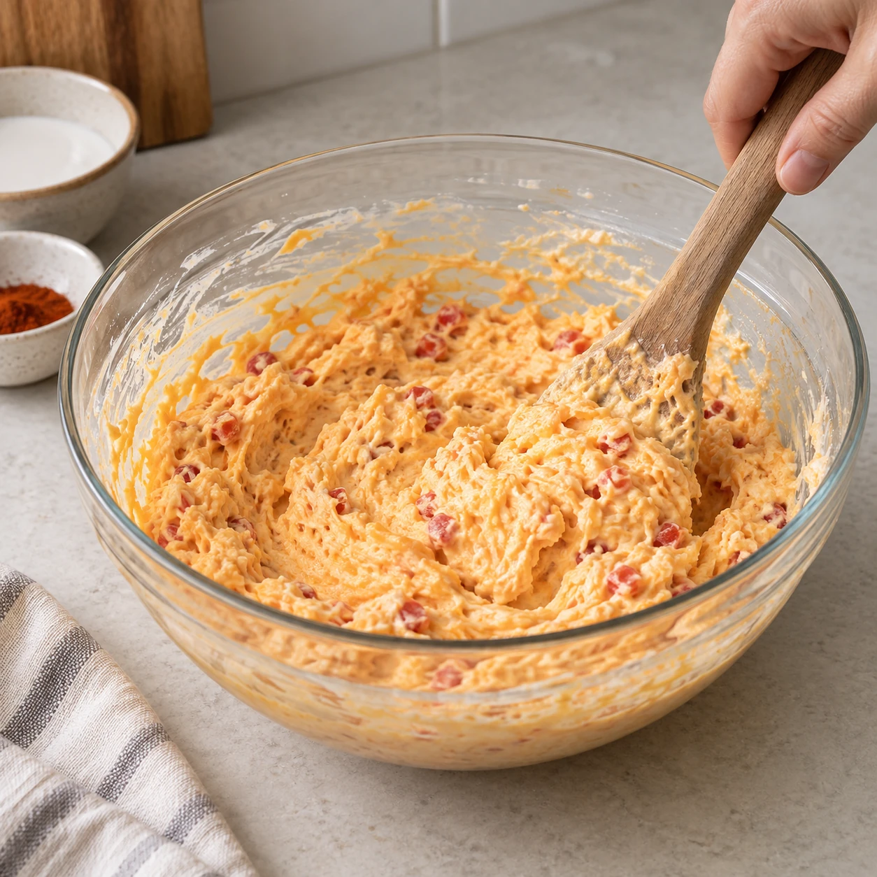 Make the pimento cheese sauce