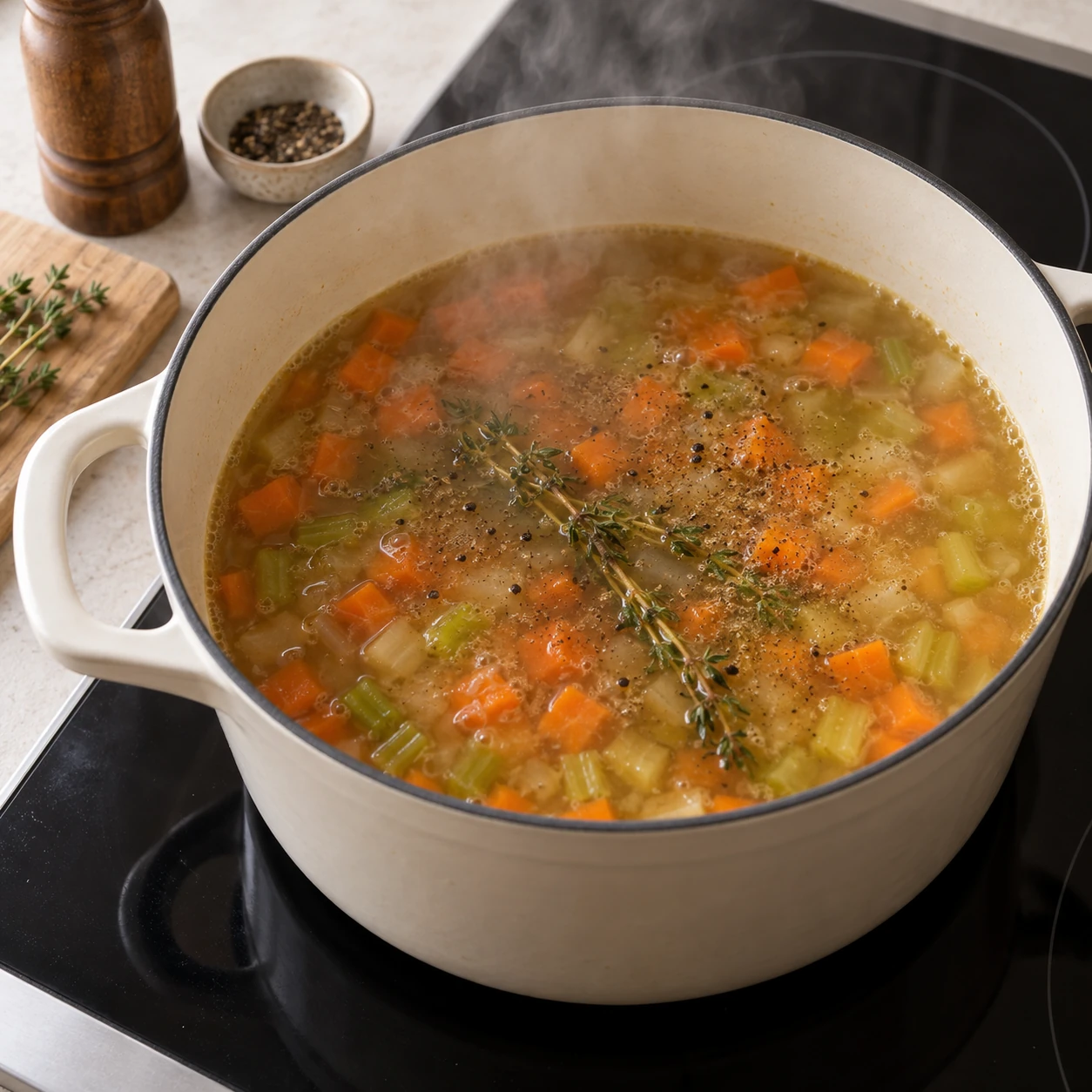 Simmer the broth