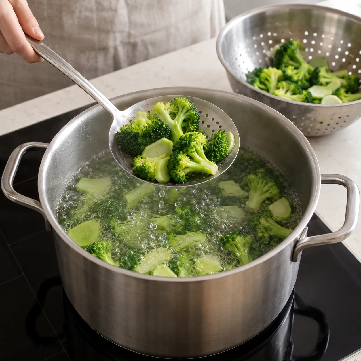 Blanch the broccoli