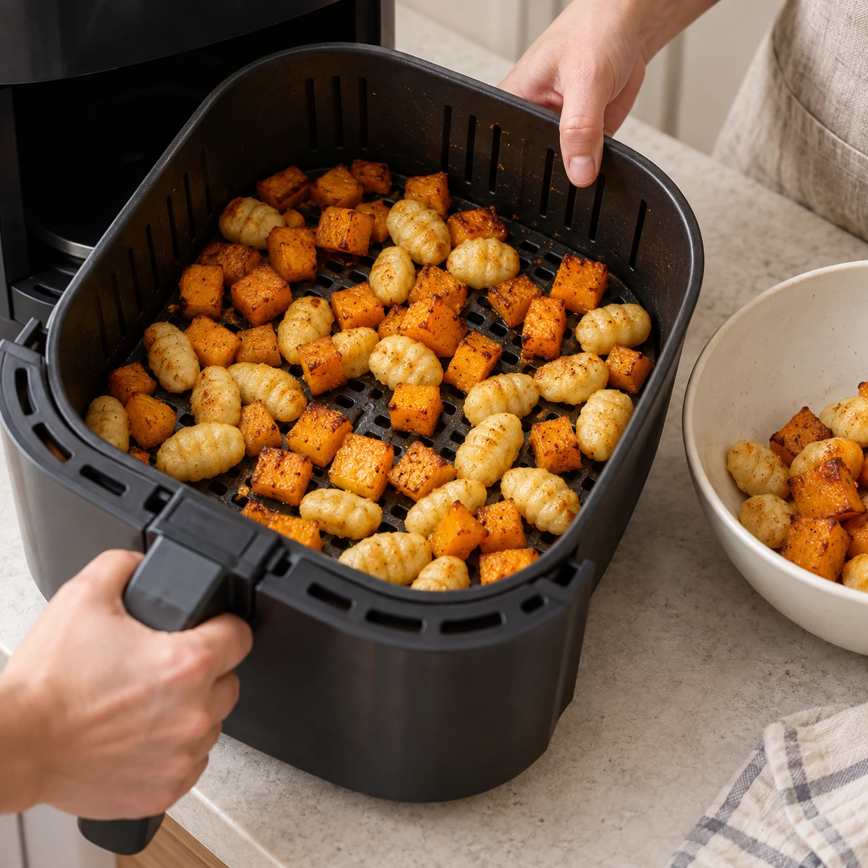 Air-fry each load in two stages