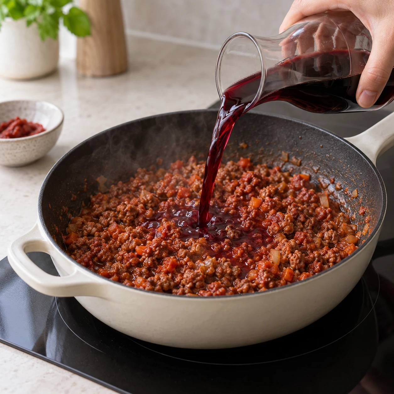 Add paste and wine