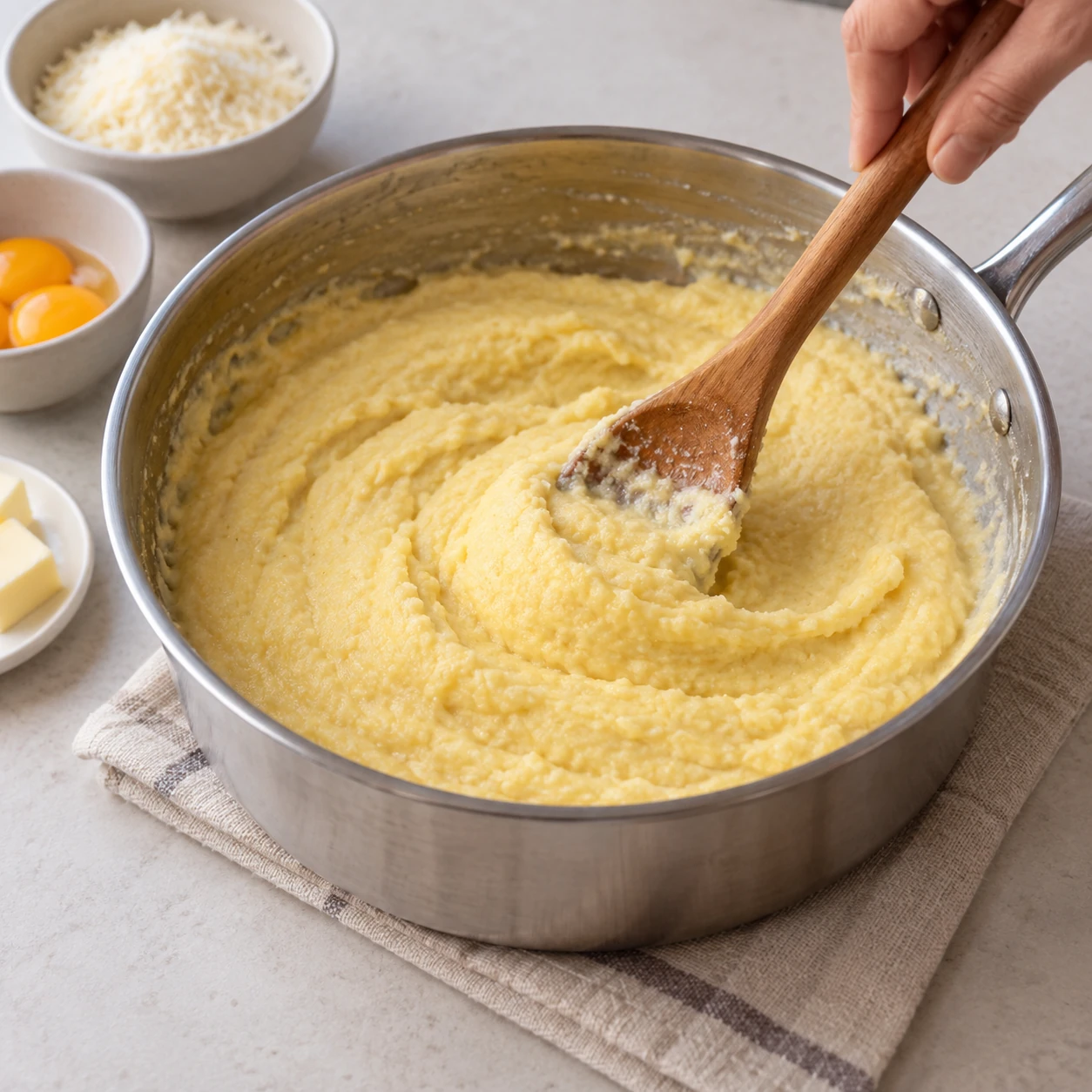 Enrich the cooked mixture