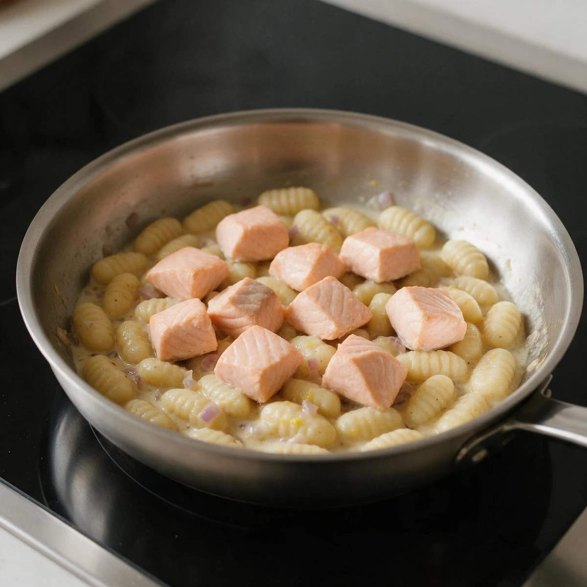 Gently cook the salmon