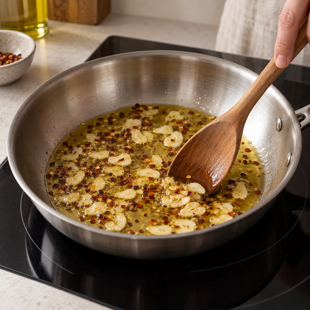 Build the chile-garlic oil