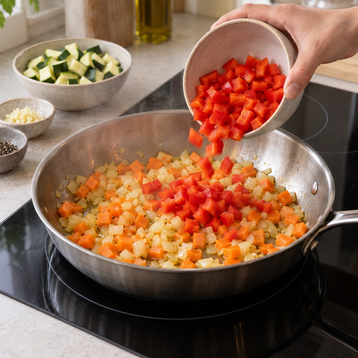 Cook the vegetables