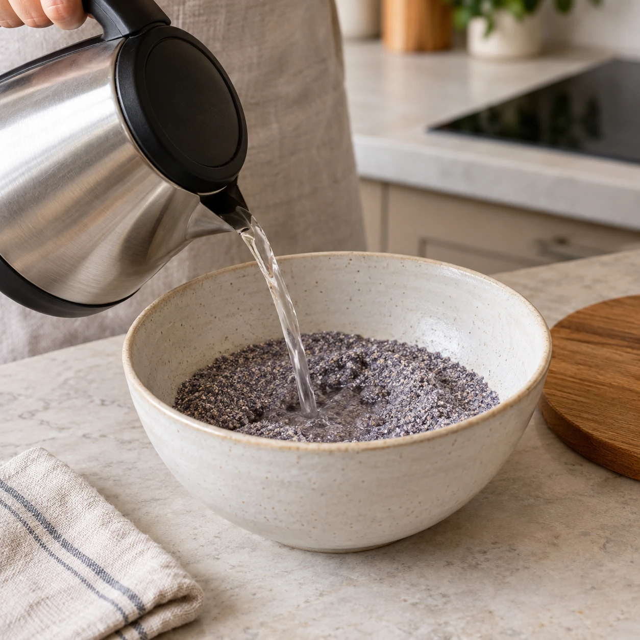 Hydrate the blue cornmeal