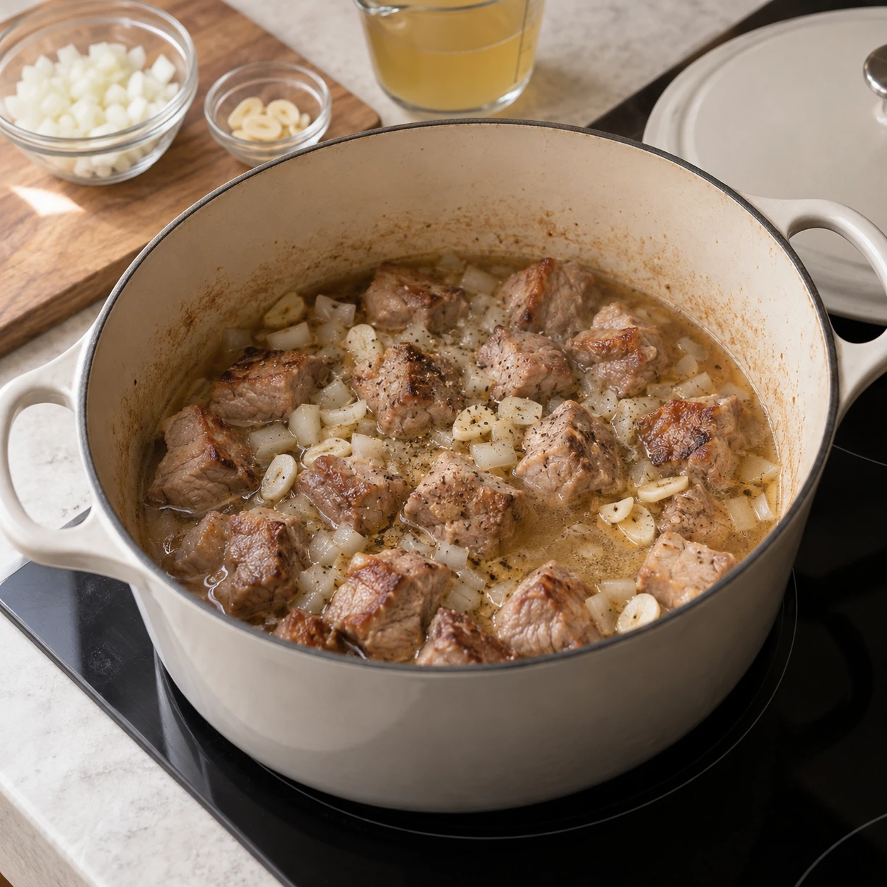 Braise the pork