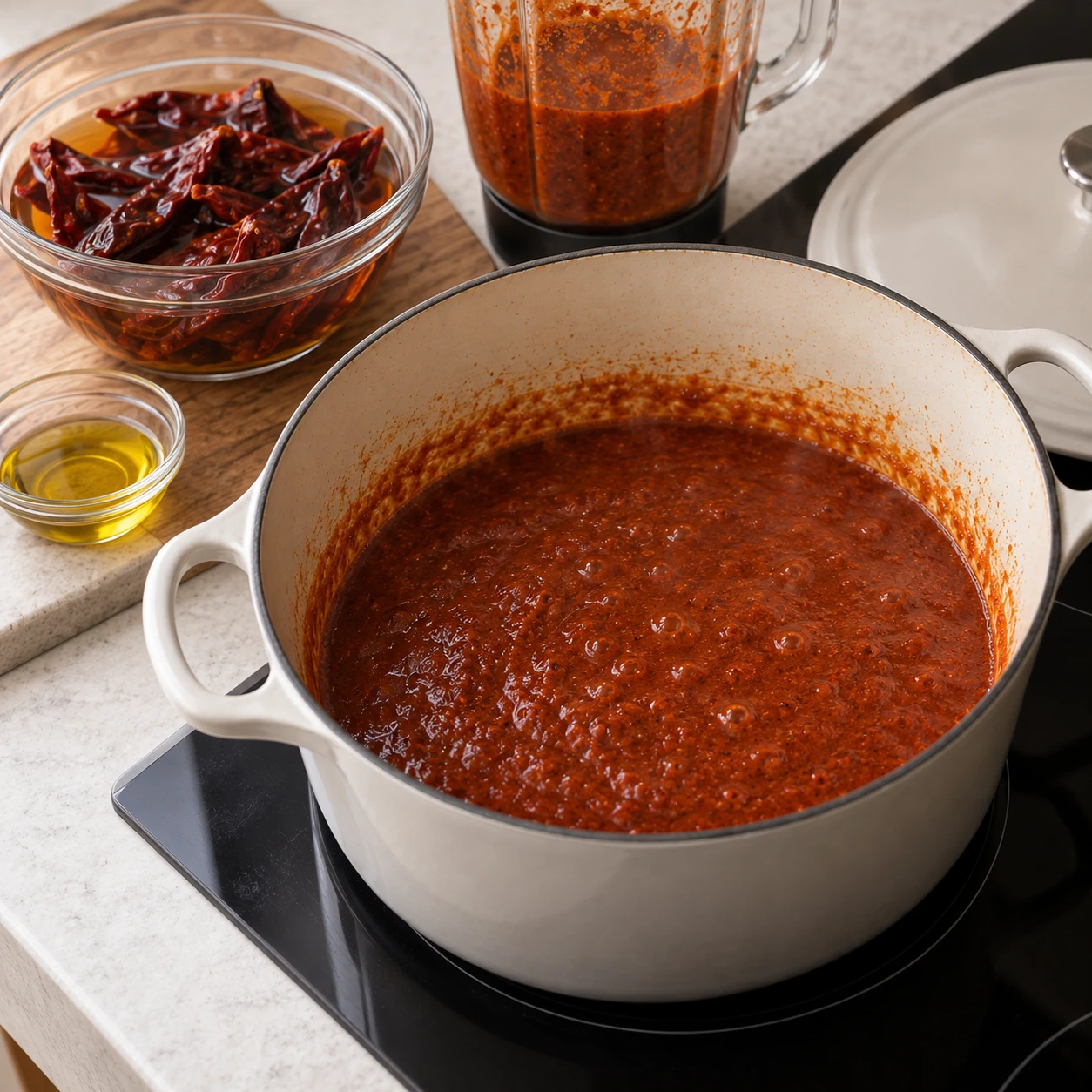 Make the red chile sauce